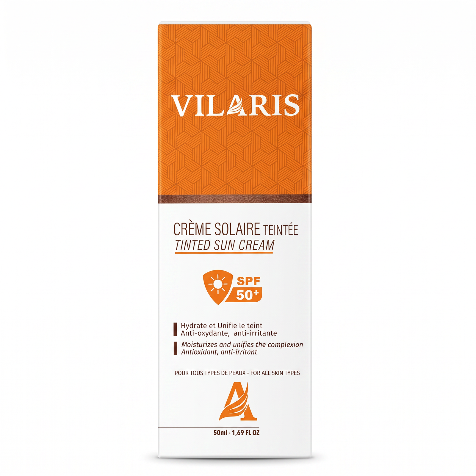 Vilaris Crème Solaire Teintée SPF50+ offrant une haute protection UVA et UVB avec un fini teinté naturel