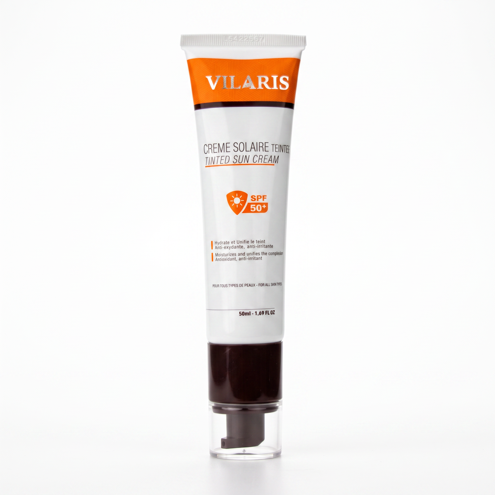 Vilaris Crème Solaire Teintée SPF50+ offrant une haute protection UVA et UVB avec un fini teinté naturel