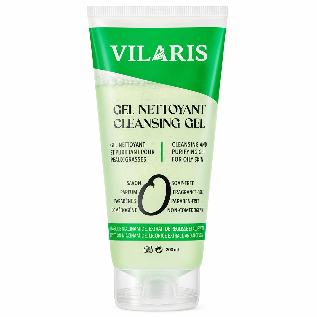 Gel Nettoyant Peau Grasse 200 ML VILARIS pour nettoyer, purifier et éliminer l’excès de sébum